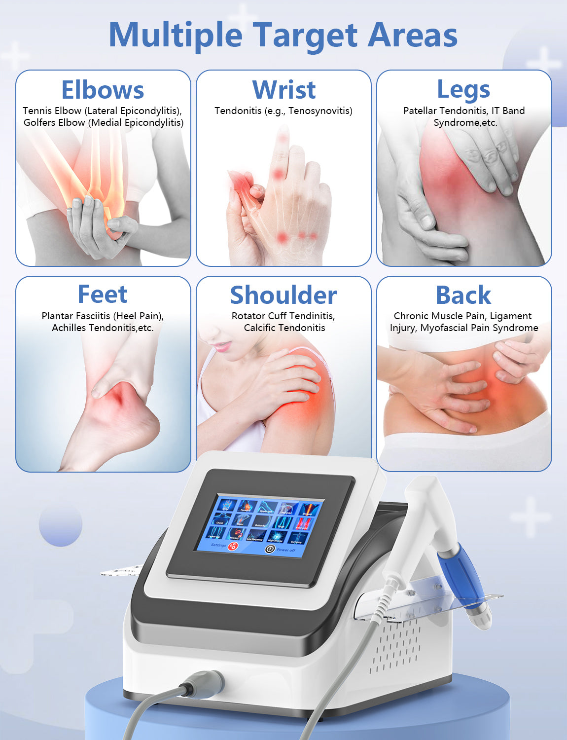 Shockwave Therapy ESWT Machine Extracorporeal Physical Therapy,Relieve Body Muscle and Joints Pain Massager 8Bar for Back Elbows Foot,Painless,Non-Invasive,No Side Effects, DR-88