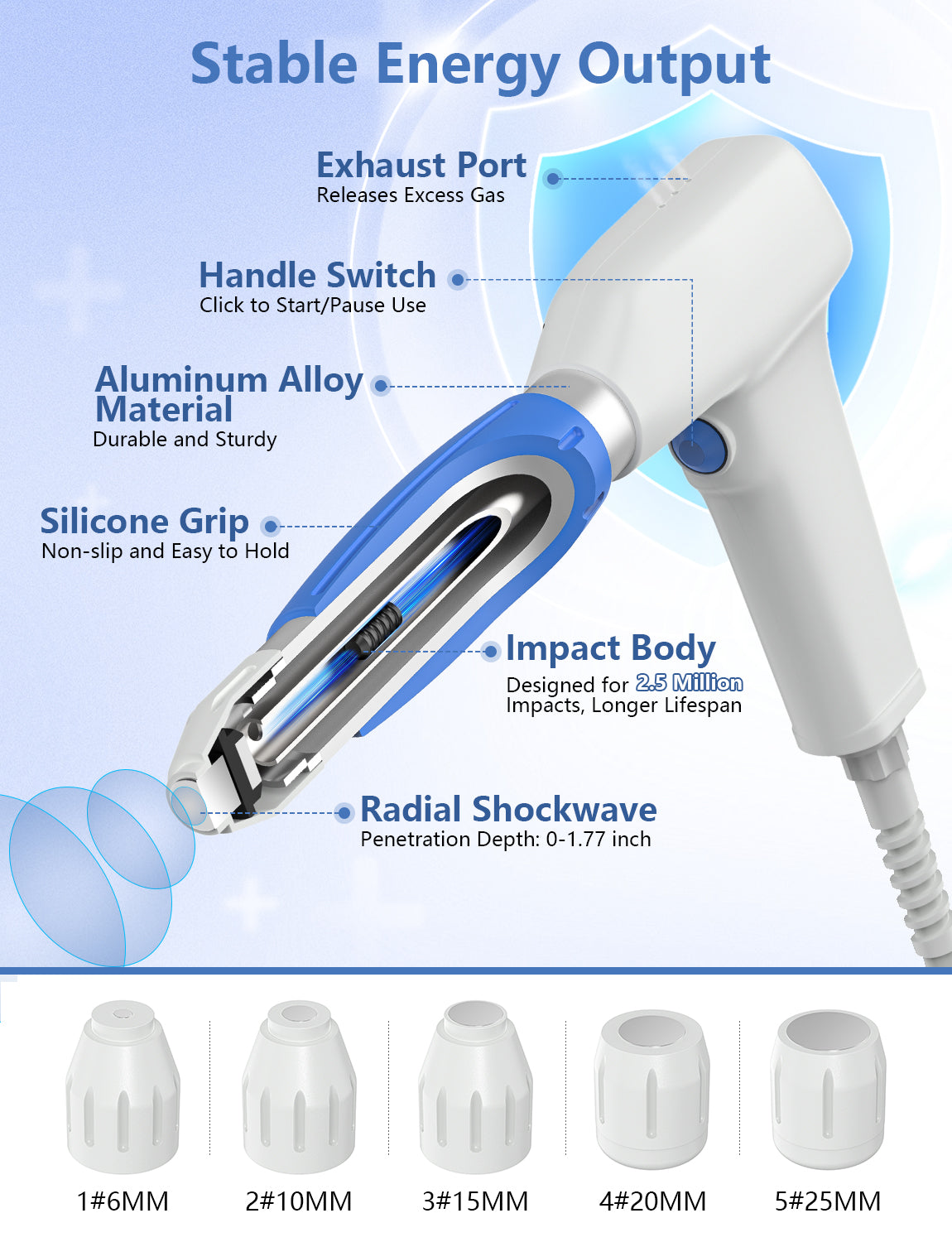 Shockwave Therapy ESWT Machine Extracorporeal Physical Therapy,Relieve Body Muscle and Joints Pain Massager 8Bar for Back Elbows Foot,Painless,Non-Invasive,No Side Effects, DR-88